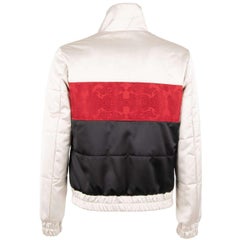 D&G Bomberjacke mit Stuffed-Logo und Kronenstickerei in Weiß, Schwarz, Rot und 54