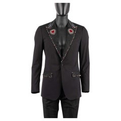 D&G Tuxedo Blazer TAORMINA with Logo, Studs and Hearts Embroidery Black 44