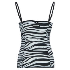 D&G Underwear Black Zebra Print Stretch Knit Bustier Corset Top M