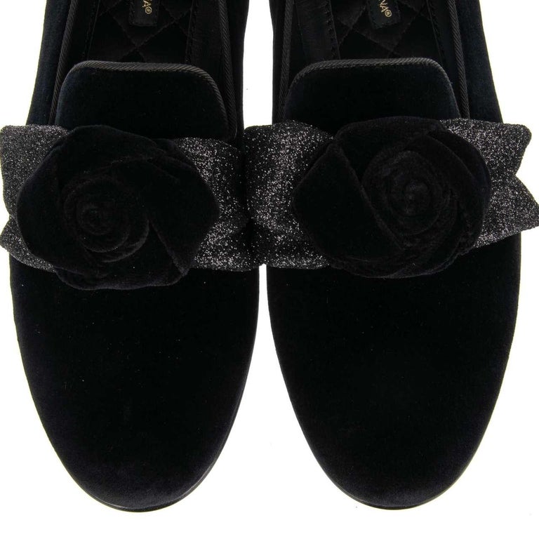Dolce & Gabbana Purple Velvet DG Heart Loafers Flats Shoes
