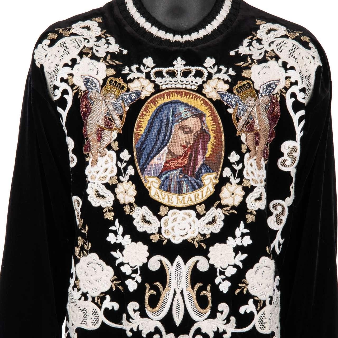 - Exceptional and rare embroidered Ave Maria sweater / sweatshirt with Maria, Angels and flowers hand embroidery by DOLCE & GABBANA - RUNWAY - Dolce & Gabbana Fashion Show - New with Tags - Former RRP: EUR 4.500 - MADE IN ITALY - Wide cut, fits