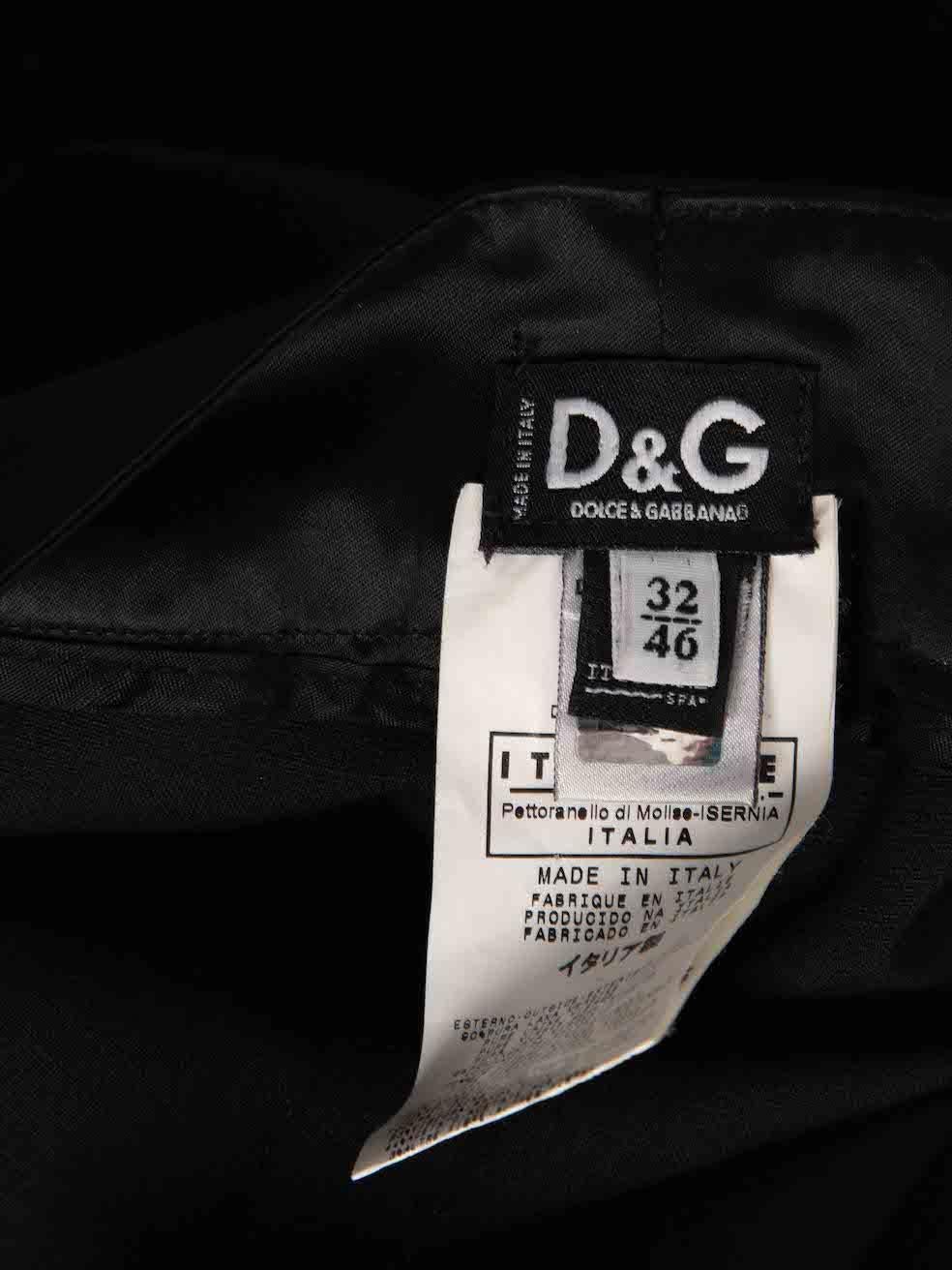 D&G Vintage Black Wool Contrast Waist Straight Leg Trousers Size XL 2