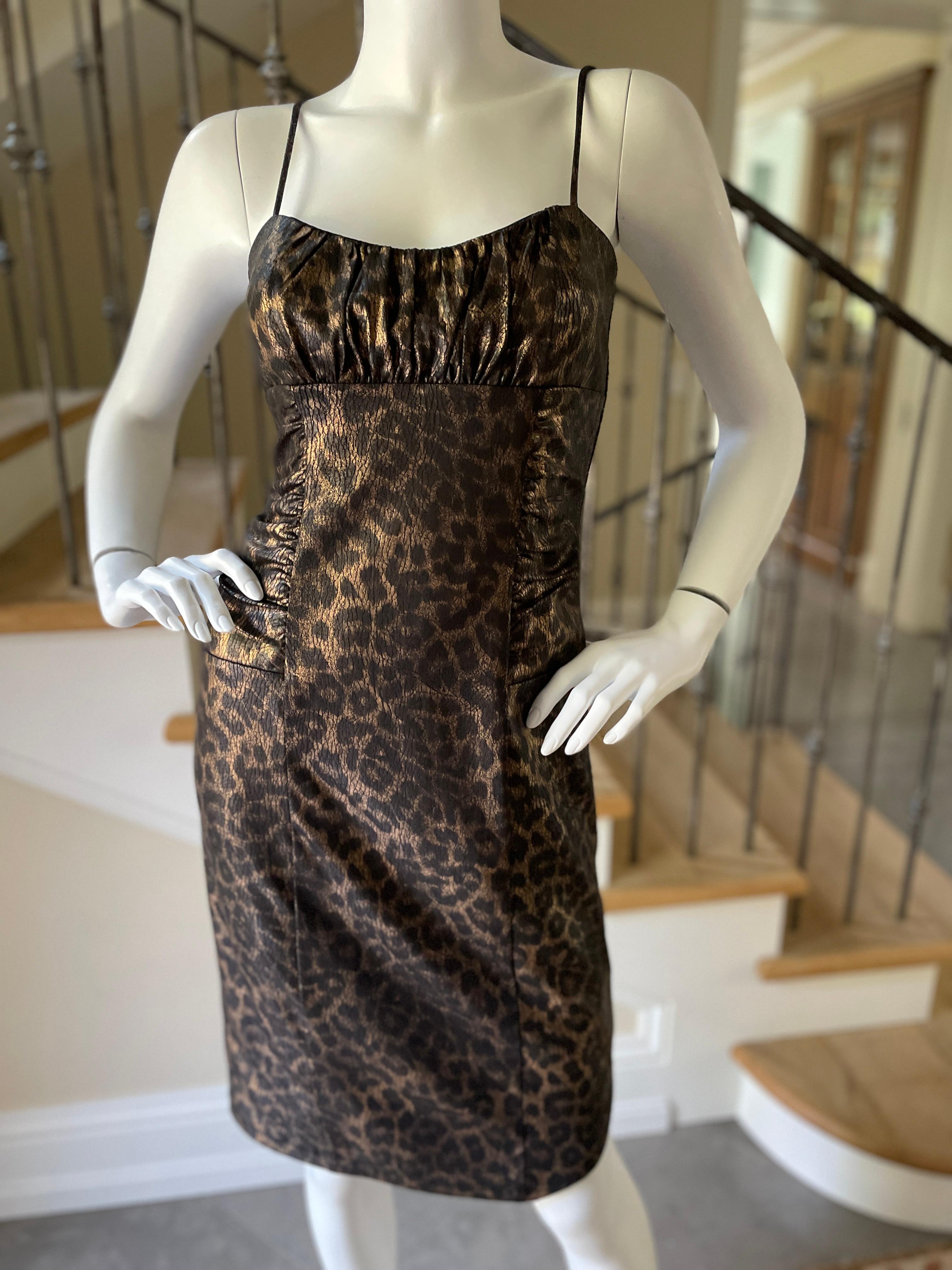 Women's D&G Vintage Metallic Bronze Leopard Print Cocktail Dress by Dolce & Gabbana For Sale