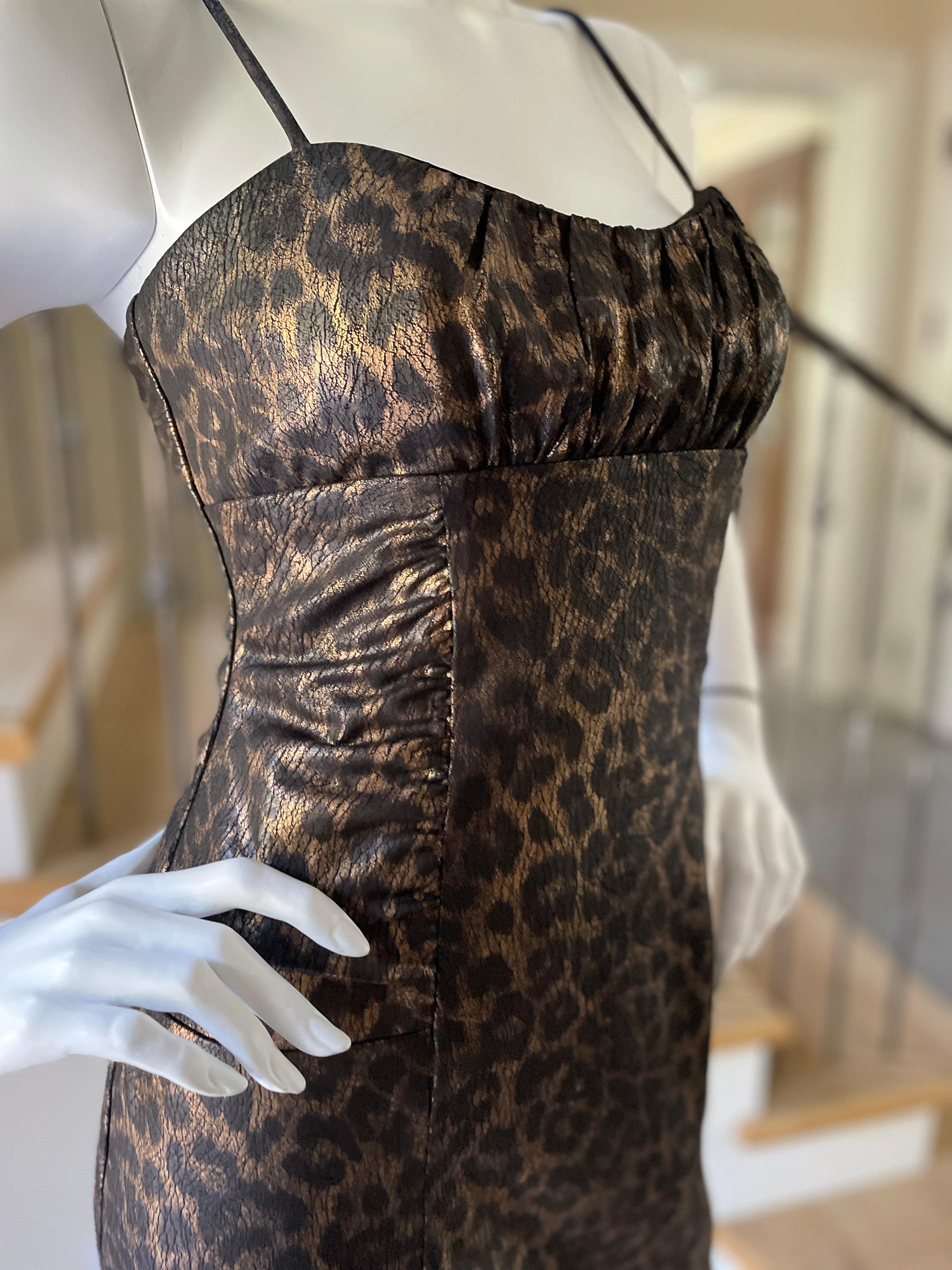 D&G Vintage Metallic Bronze Leopard Print Cocktail Dress by Dolce & Gabbana For Sale 1