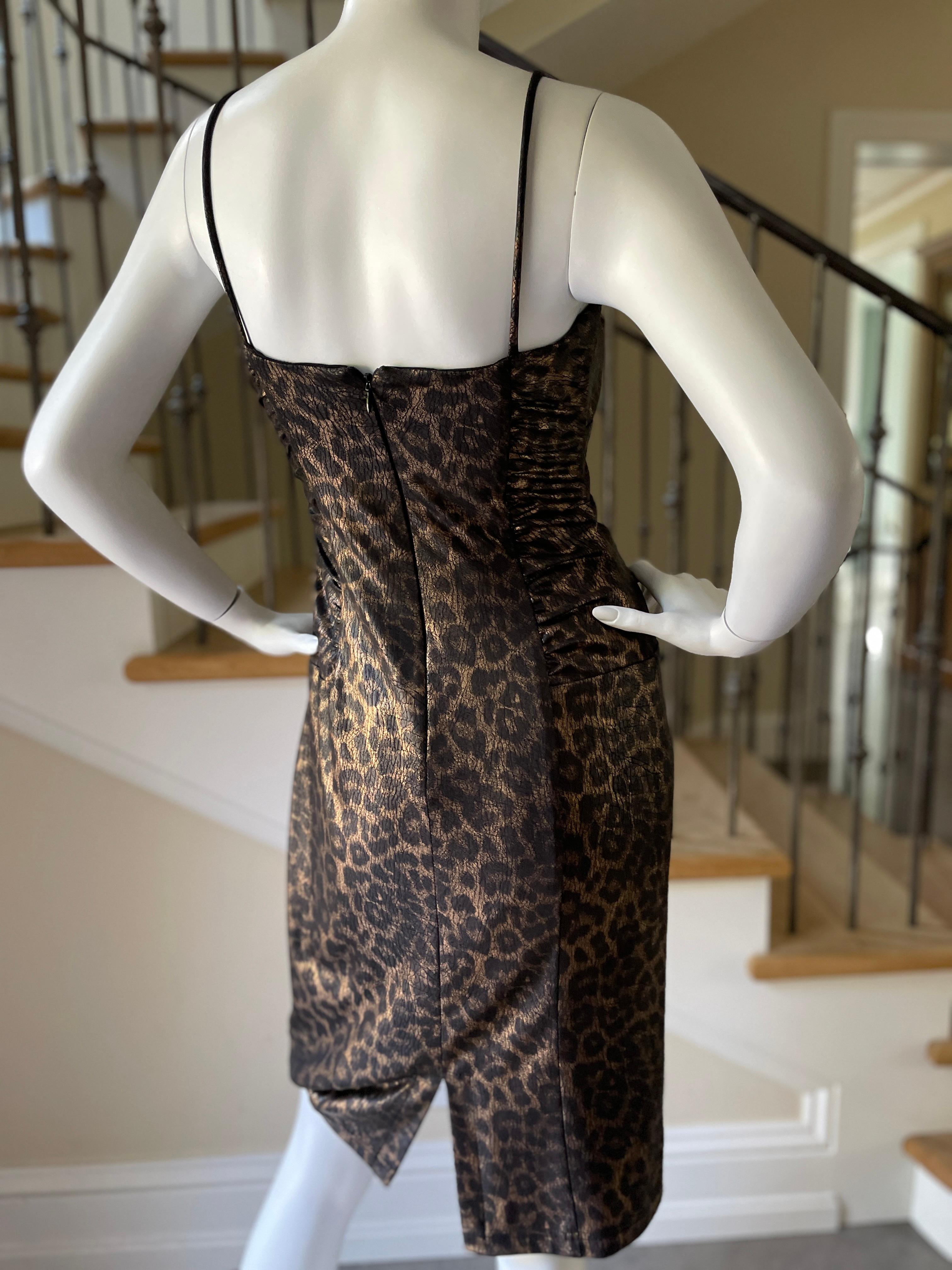D&G Vintage Metallic Bronze Leopard Print Cocktail Dress by Dolce & Gabbana For Sale 2