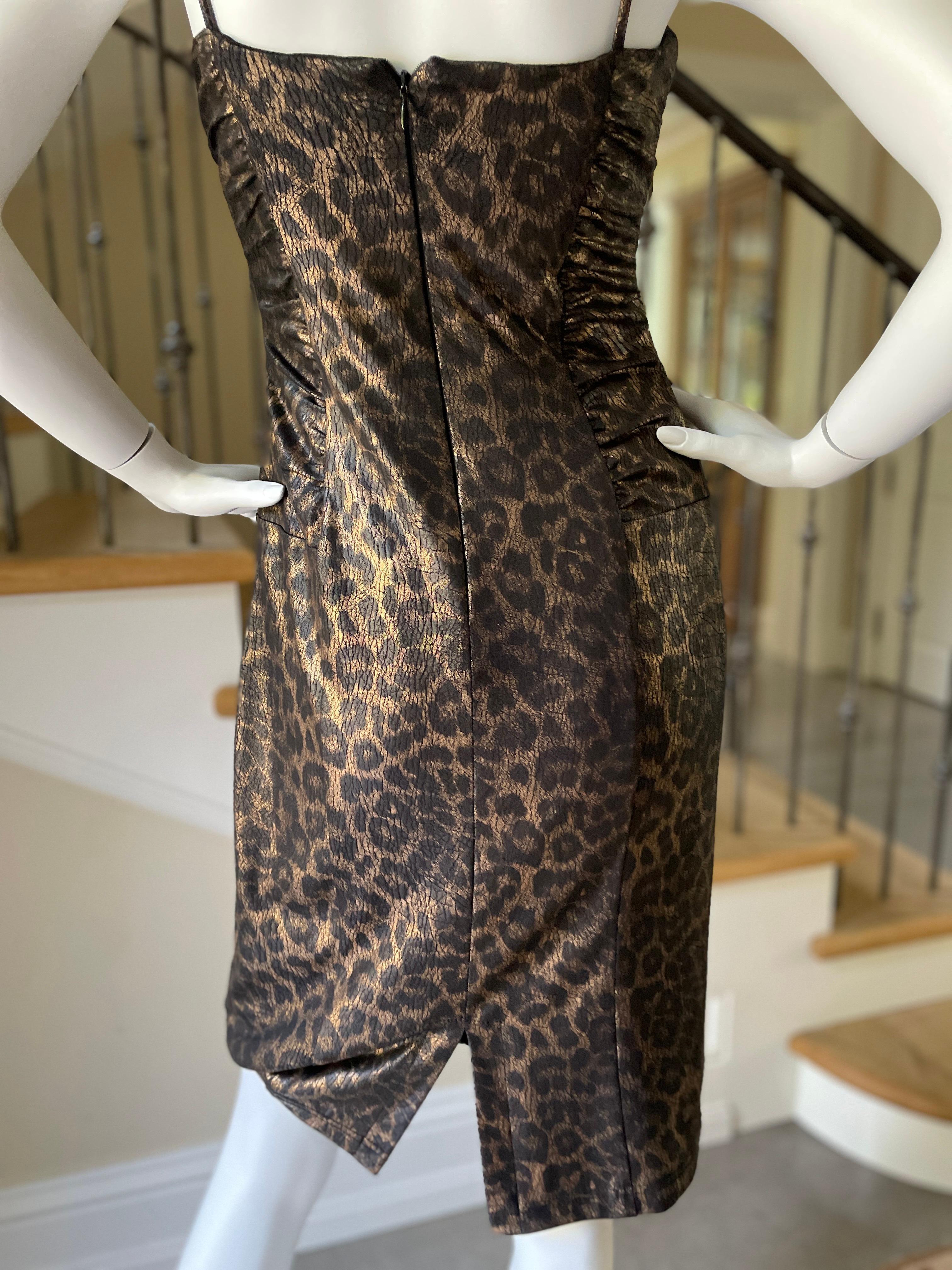 D&G Vintage Metallic Bronze Leopard Print Cocktail Dress by Dolce & Gabbana For Sale 3