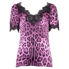 D&G Vintage Pink & Purple Leopard Print Corset Top & Matching Scarf Set - 2000s