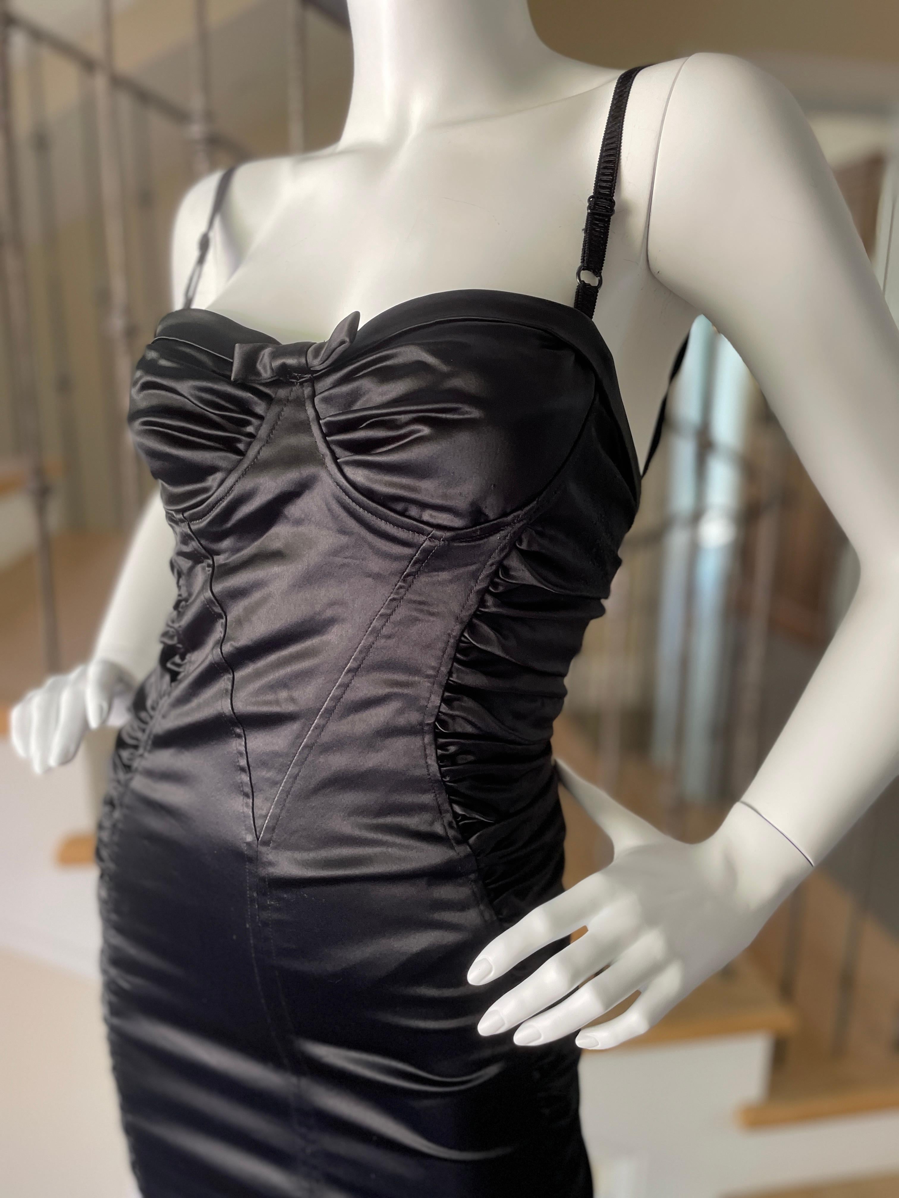 D&G Vintage Ruched Black Cocktail Dress w Underwire Bra by Dolce & Gabbana For Sale 2