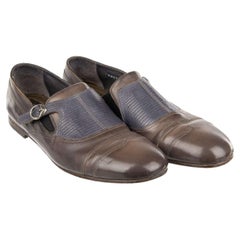 D&G Vintage Varan Calf Leather Derby Shoes AMALFI Gray Blue 44 UK 10 US 11