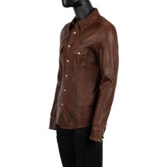 D&G Washed sheep leather shirt jacket with pockets and snap fastening 46