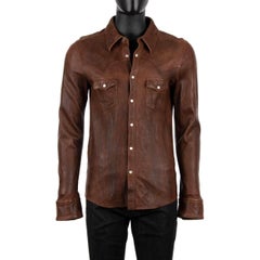 D&G Washed sheep leather shirt jacket with pockets and snap fastening 46