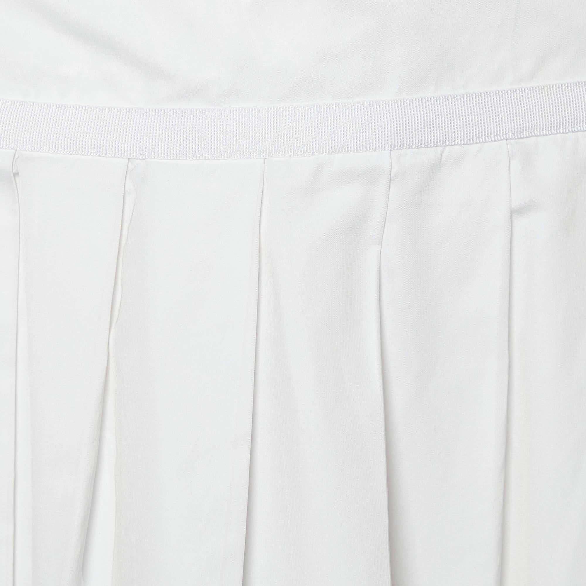 Gray D&G White Cotton Pleated Mini Skirt M For Sale
