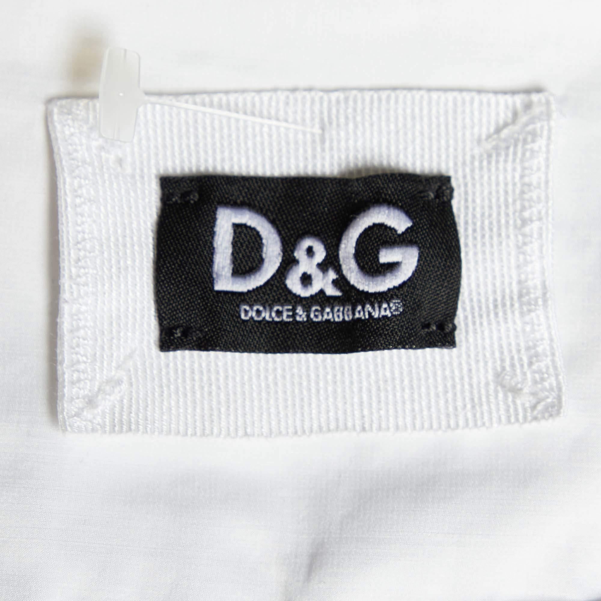 D&G White Cotton Pleated Mini Skirt M In Good Condition For Sale In Dubai, Al Qouz 2