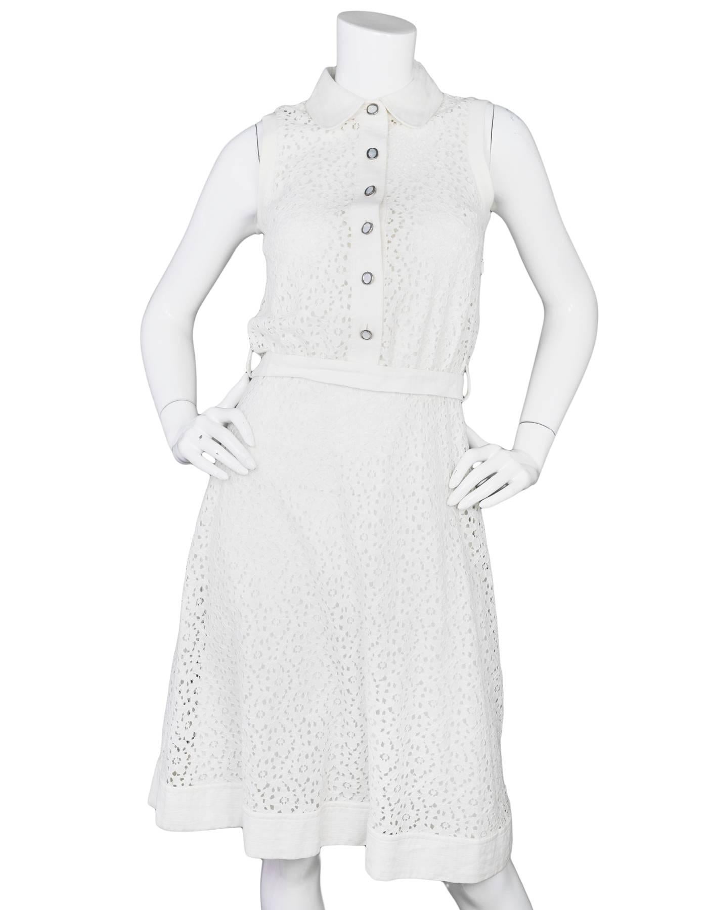 D&G White Eyelet Dress Sz IT38

Made In: China
Color: White
Composition: 80% cotton, 10% nylon, 10% polyester
Lining: White underslip
Closure/Opening: Side zip closure
Exterior Pockets: None
Interior Pockets: None
Overall Condition: Excellent