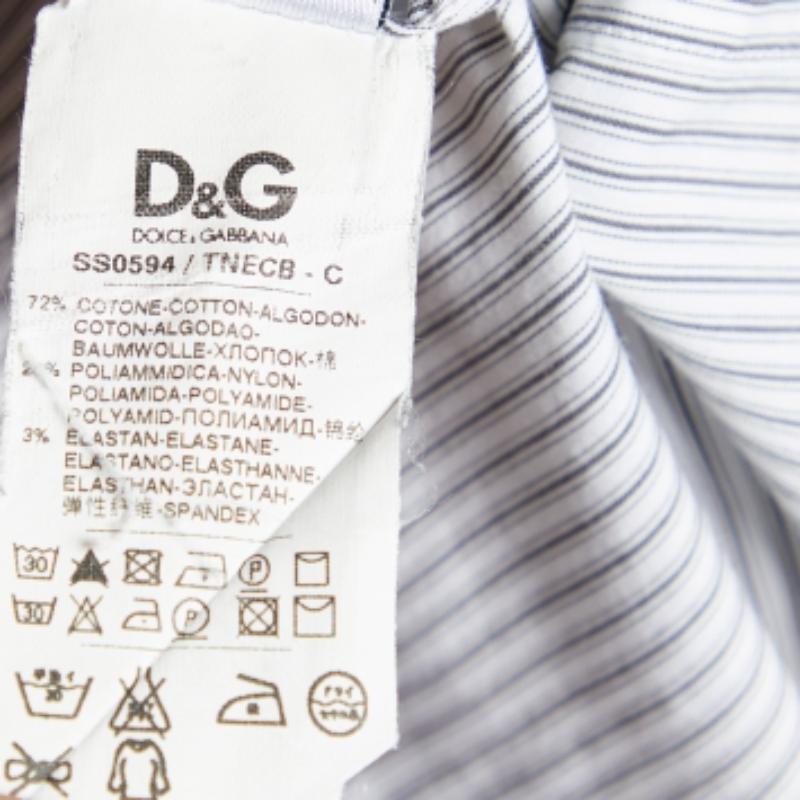 Women's D&G White & Grey Striped Cotton Long Sleeve Shirt S For Sale