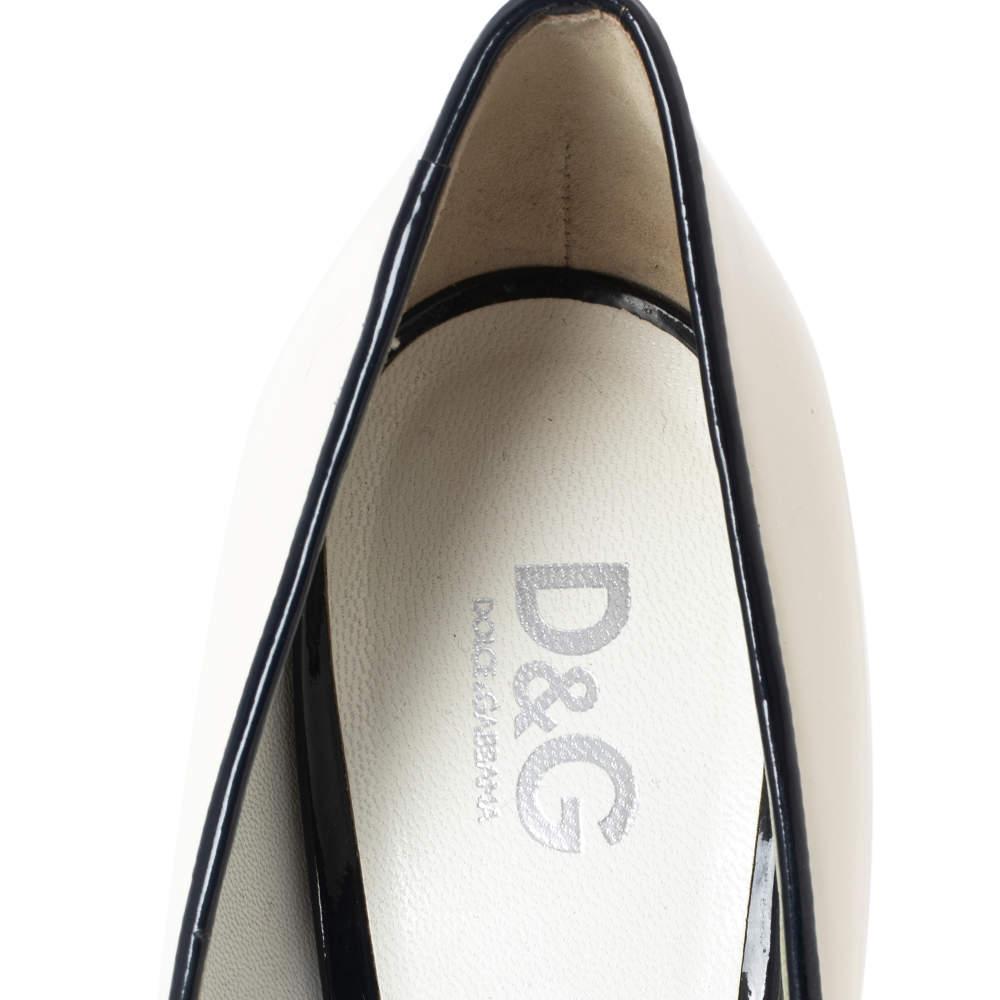 D&G White Patent Leather Peep Toe Pumps Size 41 For Sale 3
