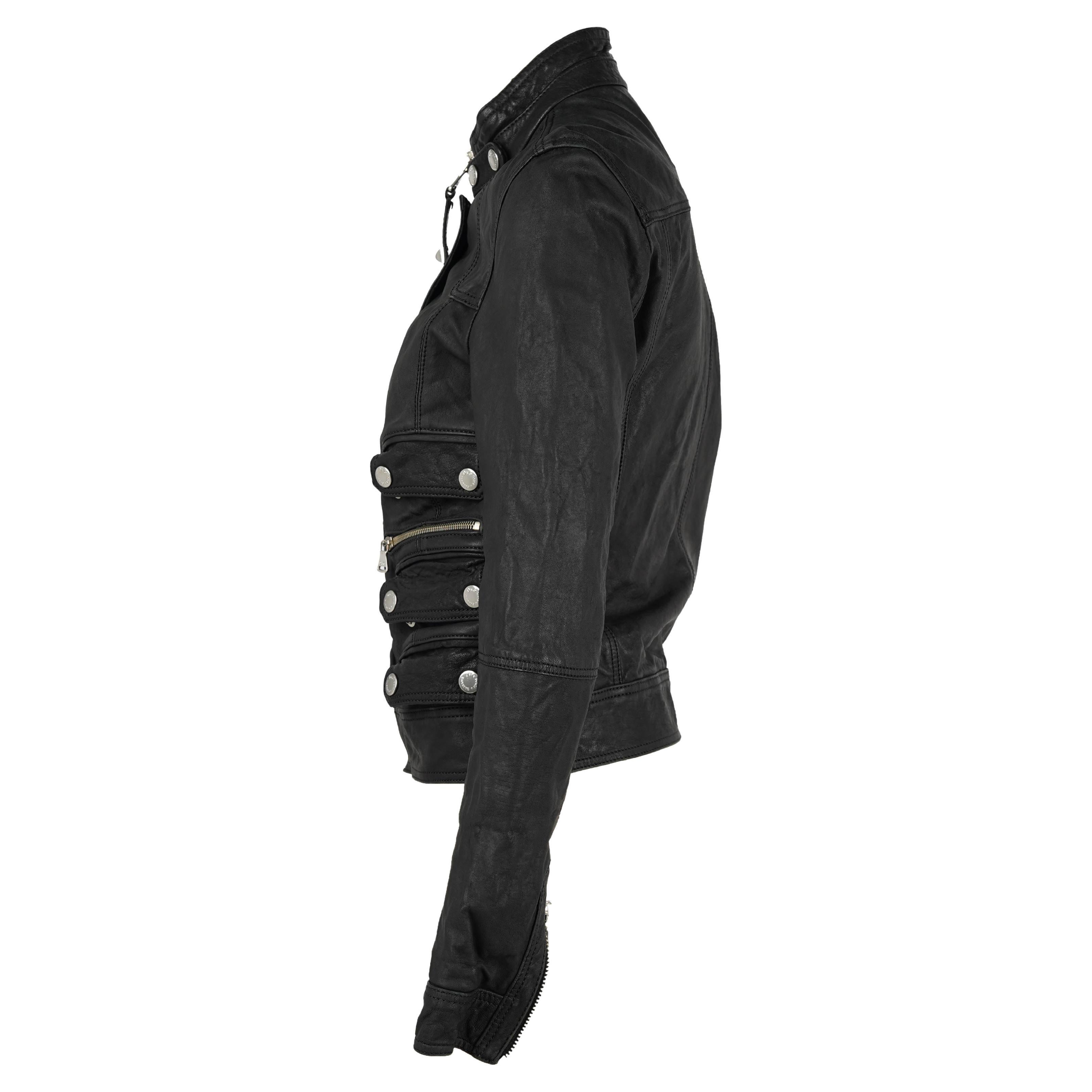 D&G Y2K Schwarze Leder-Motorradjacke, IT 40 (Passt S) im Zustand „Gut“ im Angebot in Berlin, DE