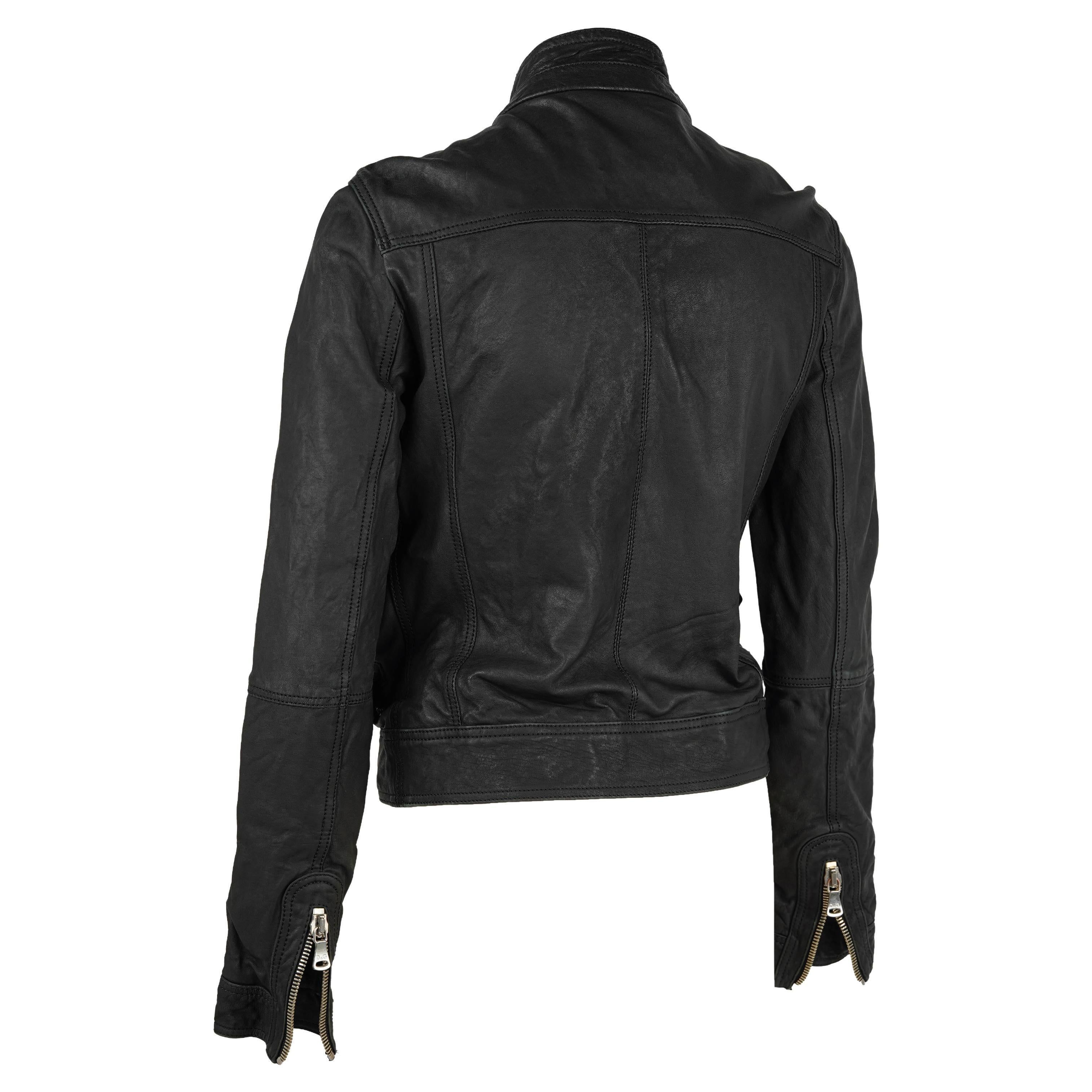D&G Y2K Schwarze Leder-Motorradjacke, IT 40 (Passt S) für Damen oder Herren im Angebot