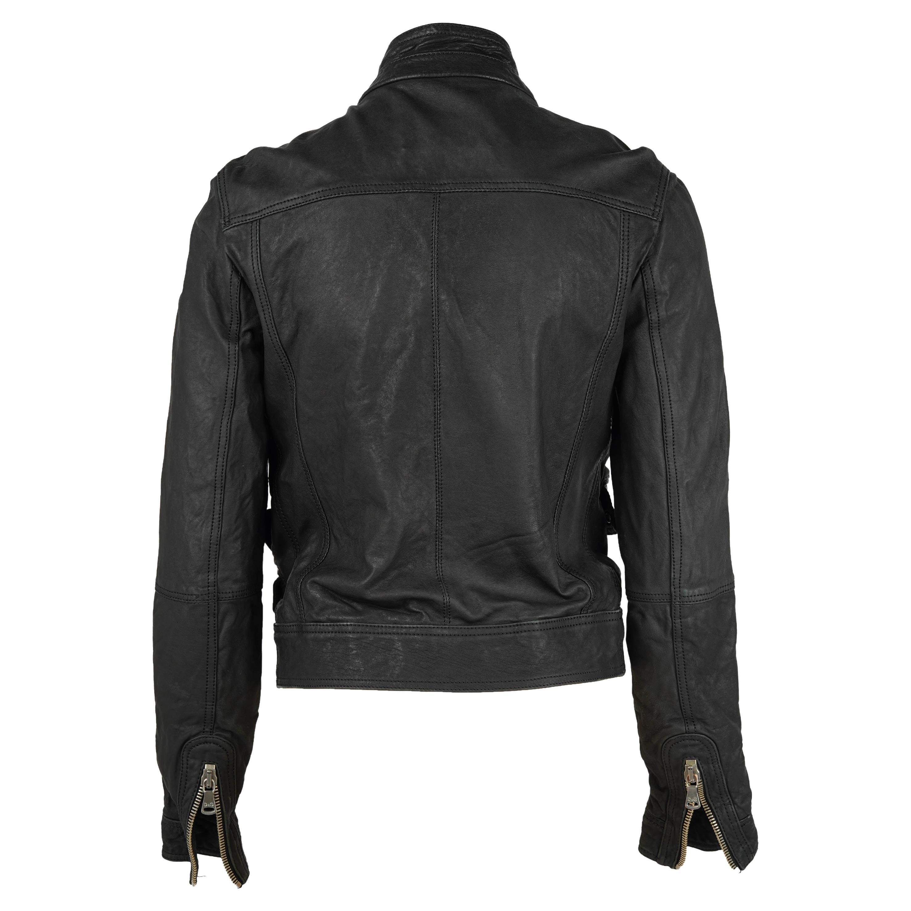 D&G Y2K Schwarze Leder-Motorradjacke, IT 40 (Passt S) im Angebot 1