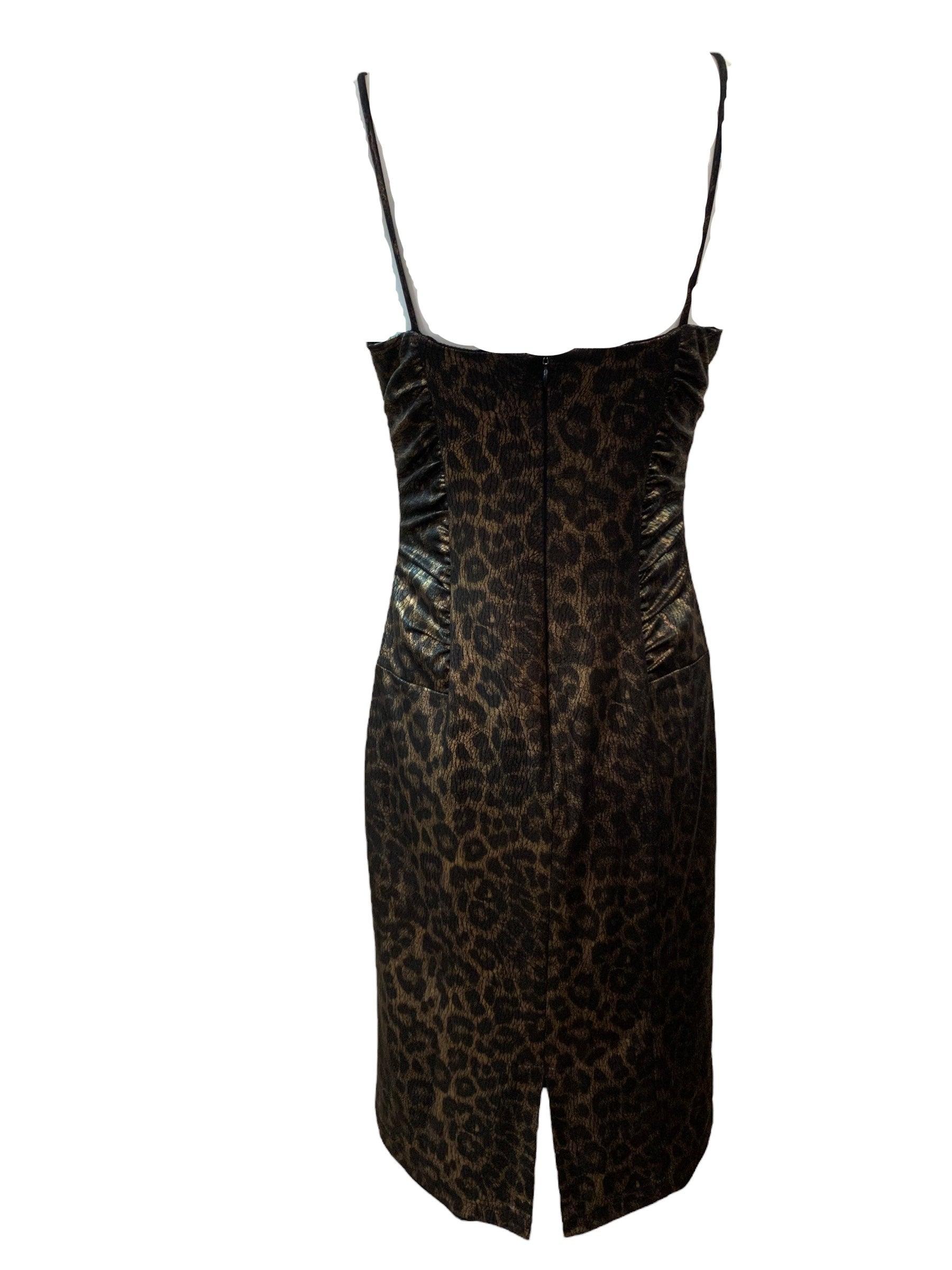 Noir D.G. Robe moulante en imprimé léopard, années 2000 en vente
