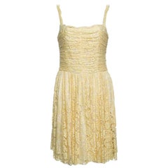 D&G Yellow Floral Lace Ruched Sleeveless Dress M