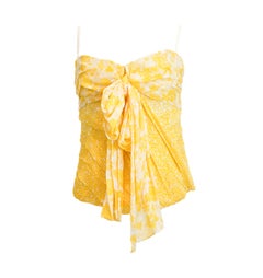 D&G Yellow Printed Ruched Chiffon Corset