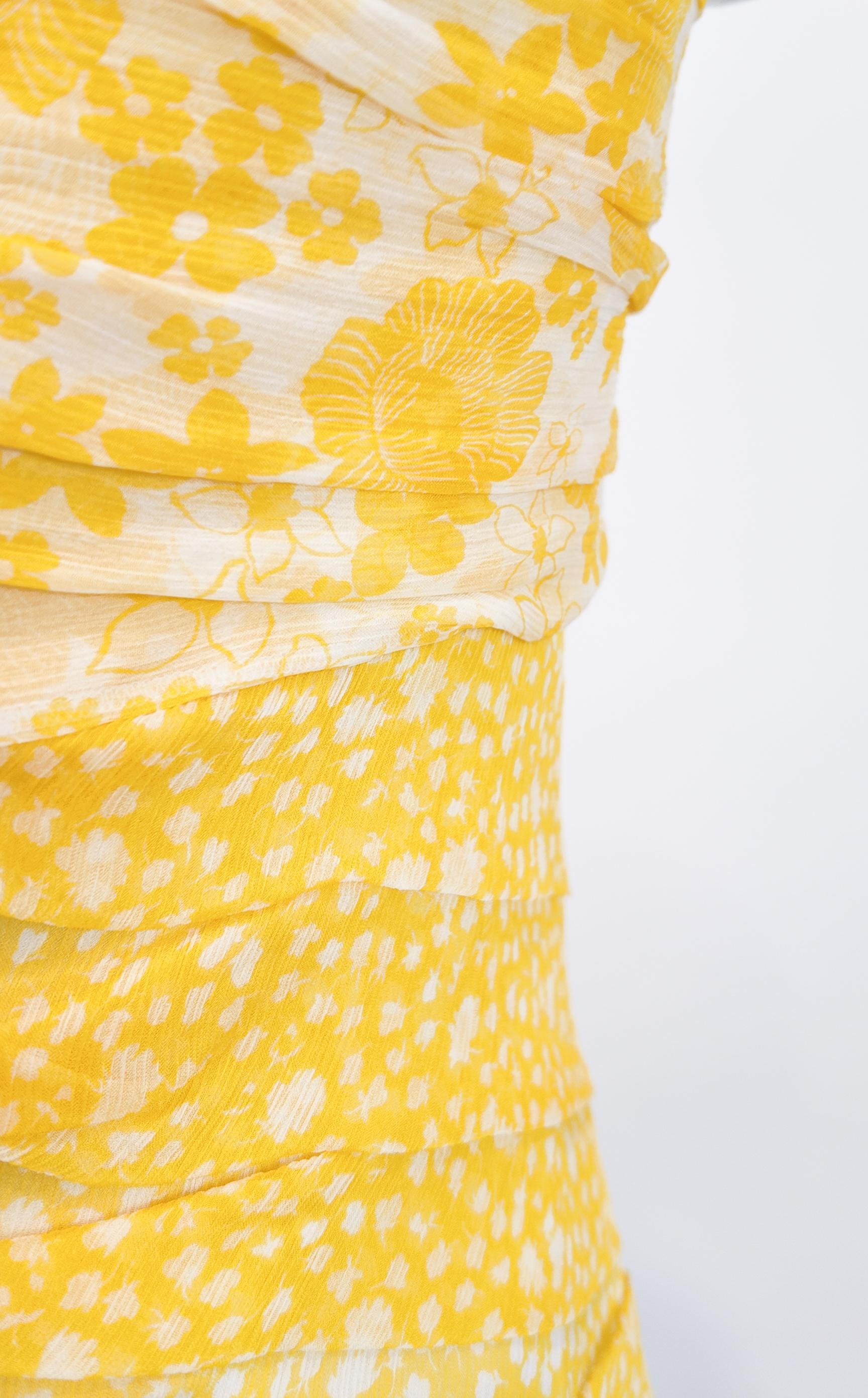 D.G. Corset en mousseline froncée imprimée jaune en vente 1