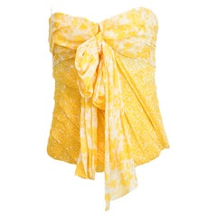 D&G Gelbes bedrucktes gerüschtes Chiffon-Korsett