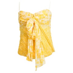 Corsé de gasa acanalado estampado amarillo D&G