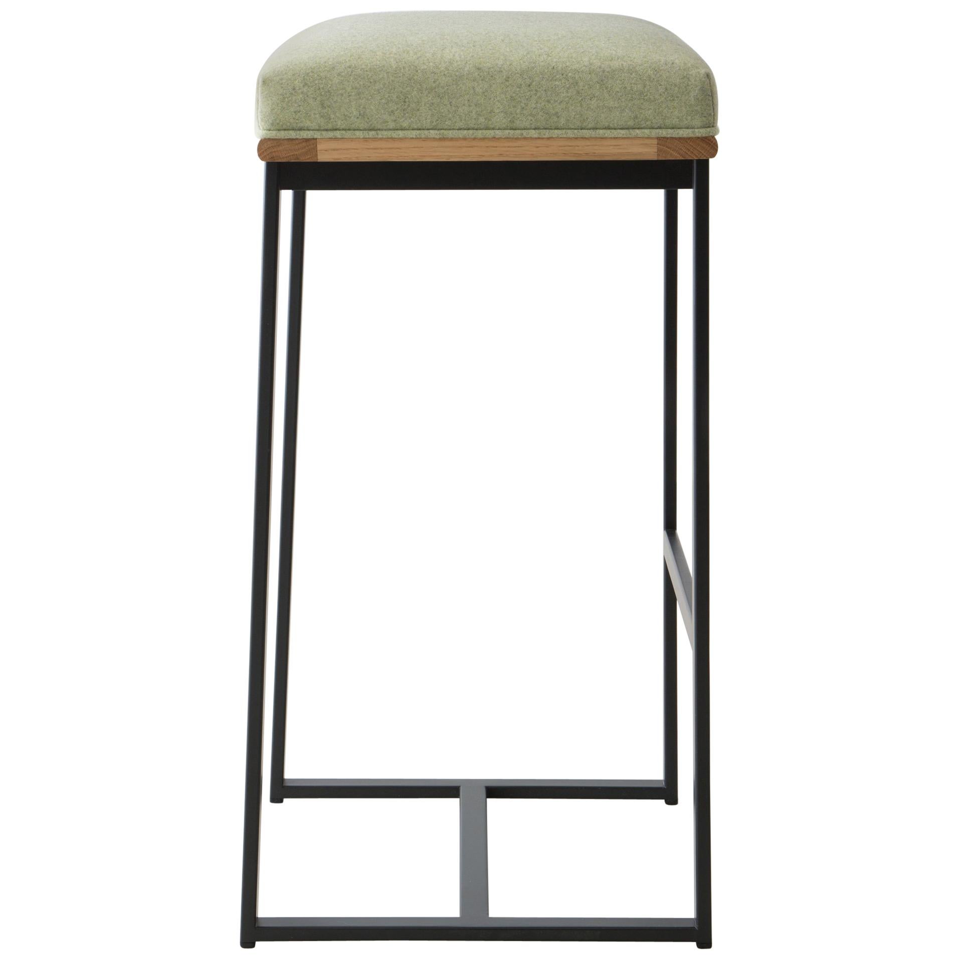 DGD Backless Bar Stool, Upholstery in Felt, Bouclé or COM, Made in USA