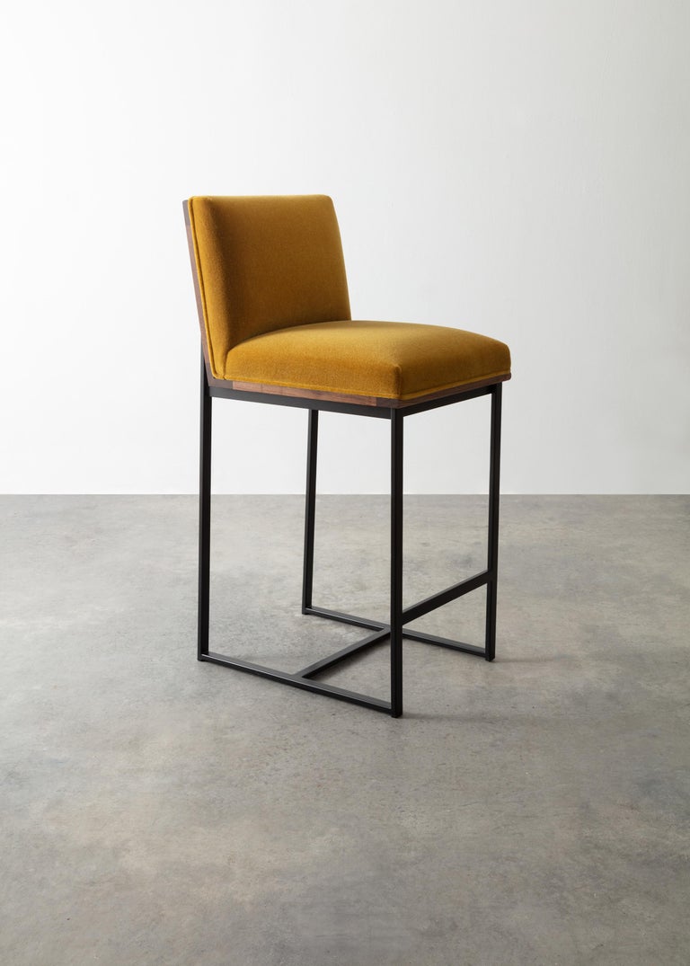 DGD Counter Stool, Walnut with Mohair, Boucle, Leather, or COM COL