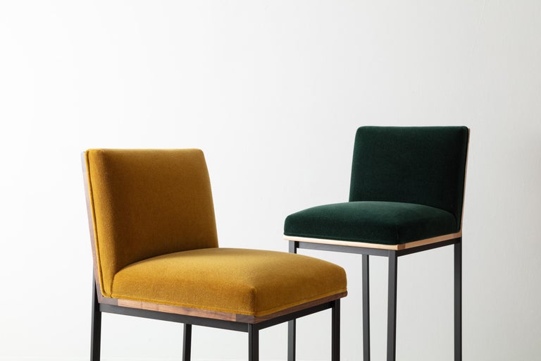 DGD Counter Stool, Walnut with Mohair, Boucle, Leather, or COM COL