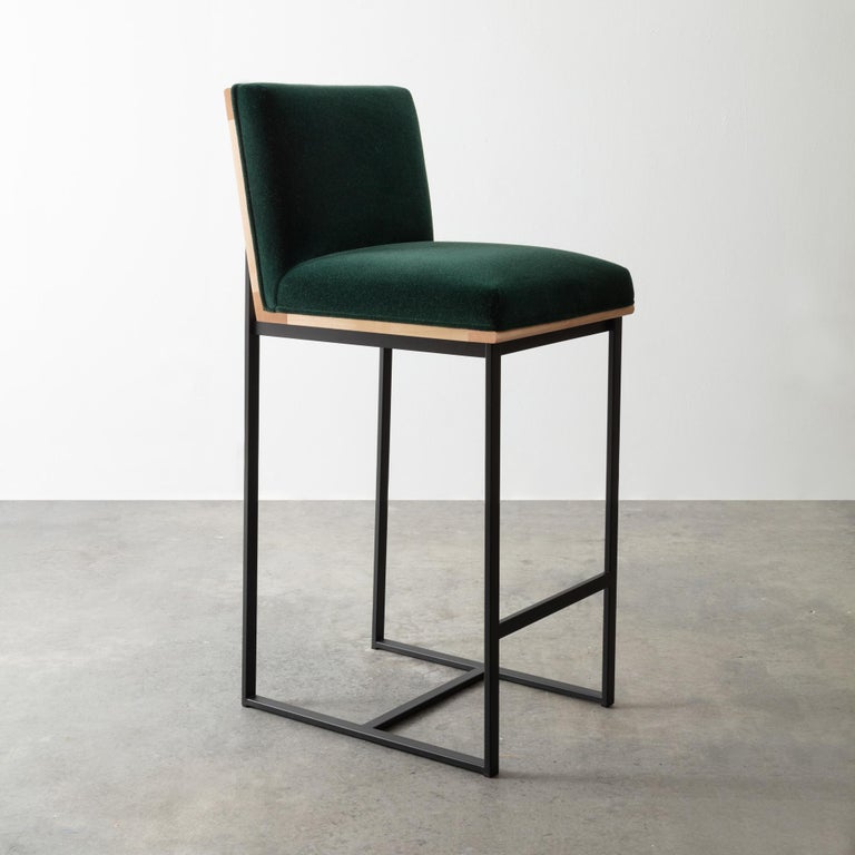 DGD Counter Stool, Walnut with Mohair, Boucle, Leather, or COM COL