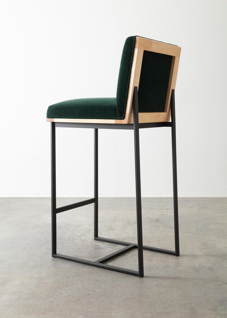 DGD Counter Stool, Walnut with Mohair, Boucle, Leather, or COM COL