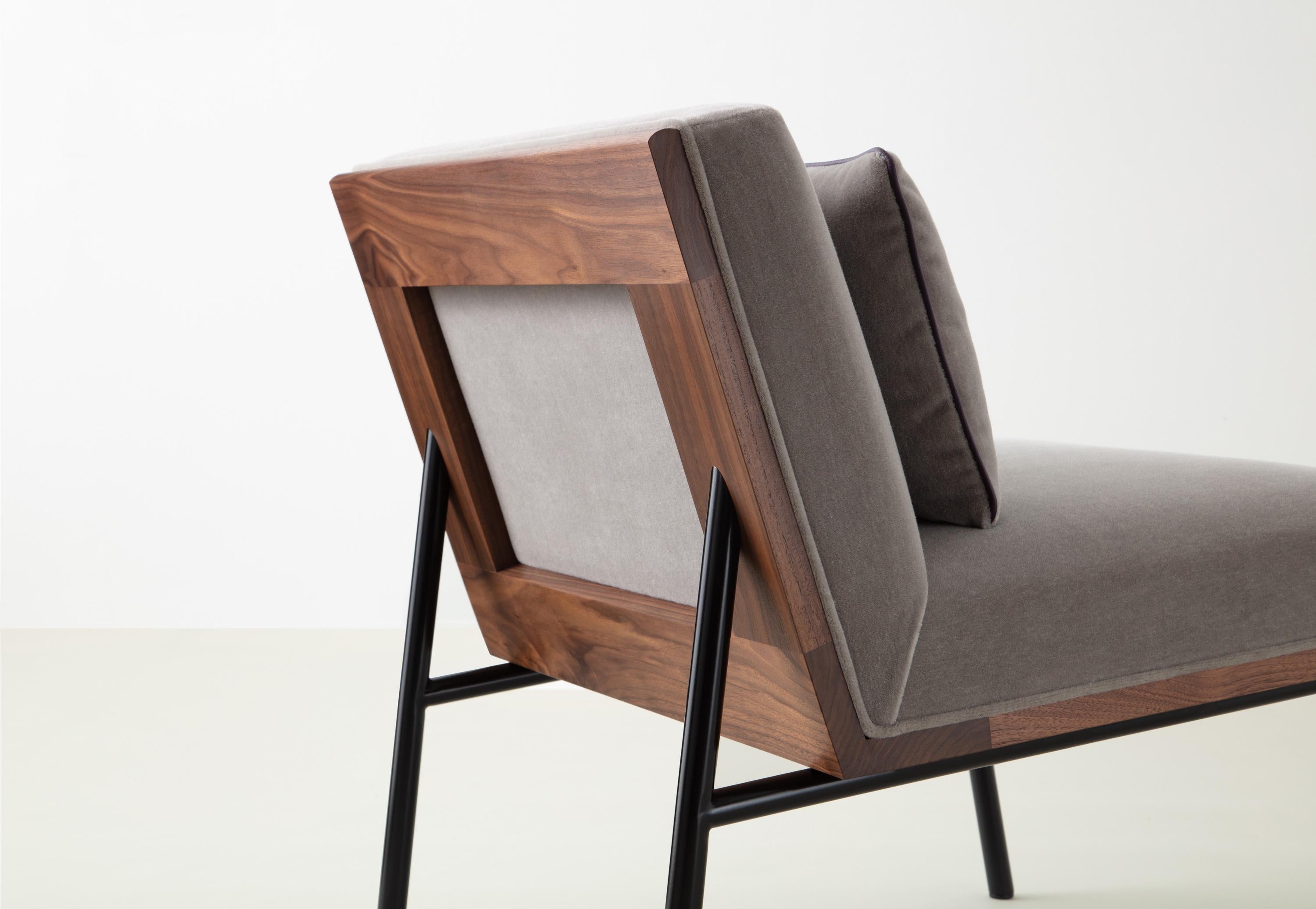 Hand-Crafted DGD Lounge Chair, Mohair Supreme or COM/COL, Black Walnut Hardwood with pillow