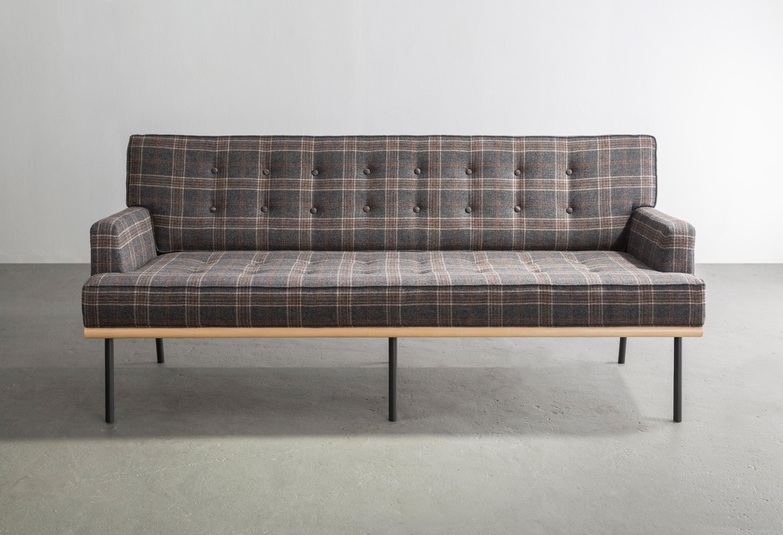 grey plaid couch