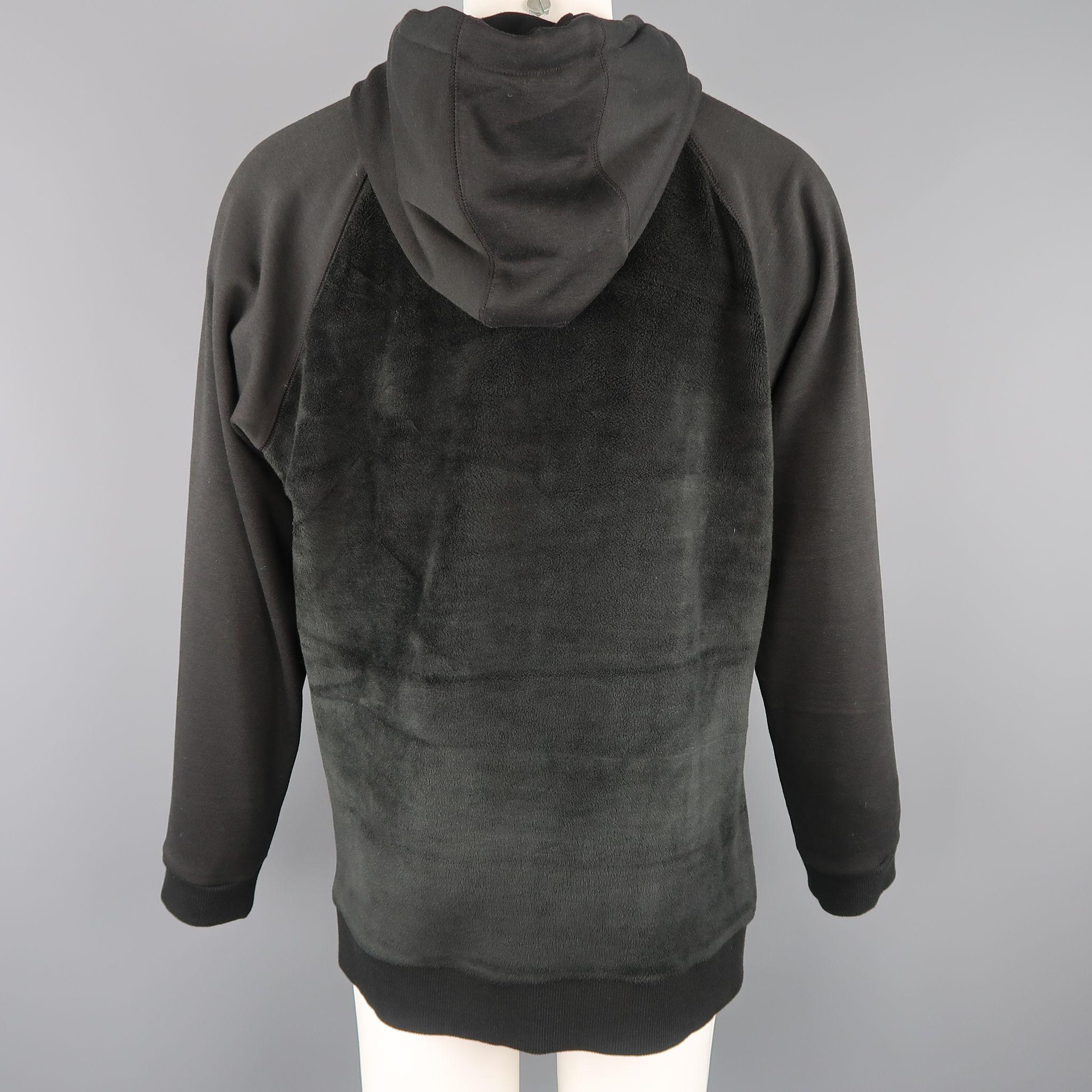 Black D.GNAK by KANG D. Size M Asymmetrical Jersey & Fleece Hoodie Sweatshirt