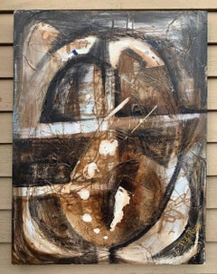 Großes abstraktes Original-Vintage-Gemälde auf Karton, signiert D.G.Ribas