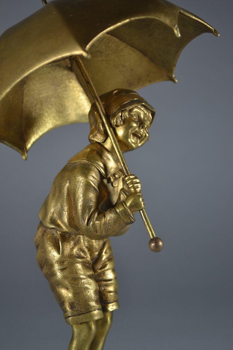 Dh. Chiparus, Child with Umbrella Gilded Bronze Art Deco Figure, Circa 1925 3