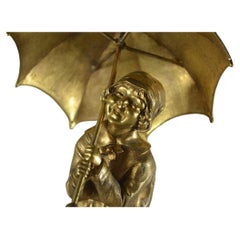 Dh. Chiparus, Child with Umbrella Gilded Bronze Art Deco Figure, Circa 1925
