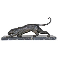Dh Chiparus, Panther on the Lookout, Rare Bronze Model, Signed, Art Deco, 20th C