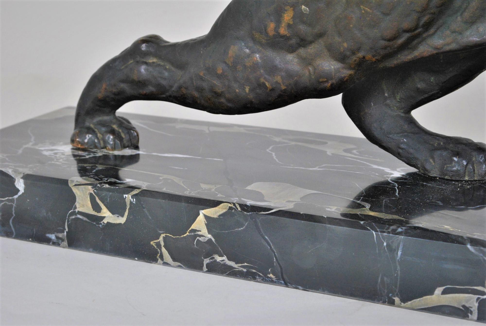 Dh Chiparus, Panther on the Lookout, Rare Bronze Model, Signed, Art Deco, 20th C For Sale 6