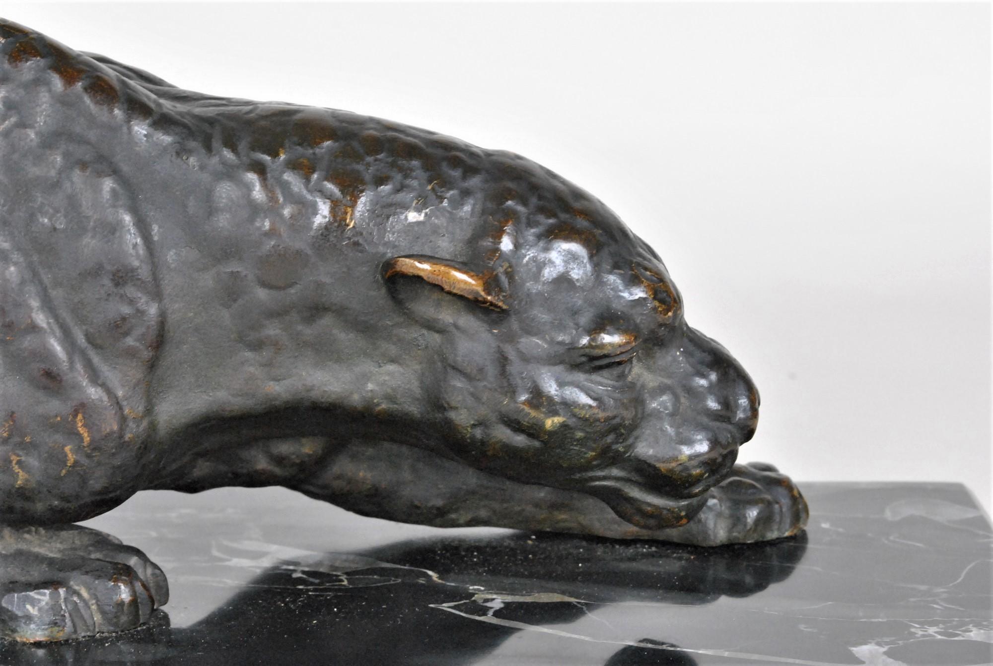 Dh Chiparus, Panther on the Lookout, Rare Bronze Model, Signed, Art Deco, 20th C For Sale 2