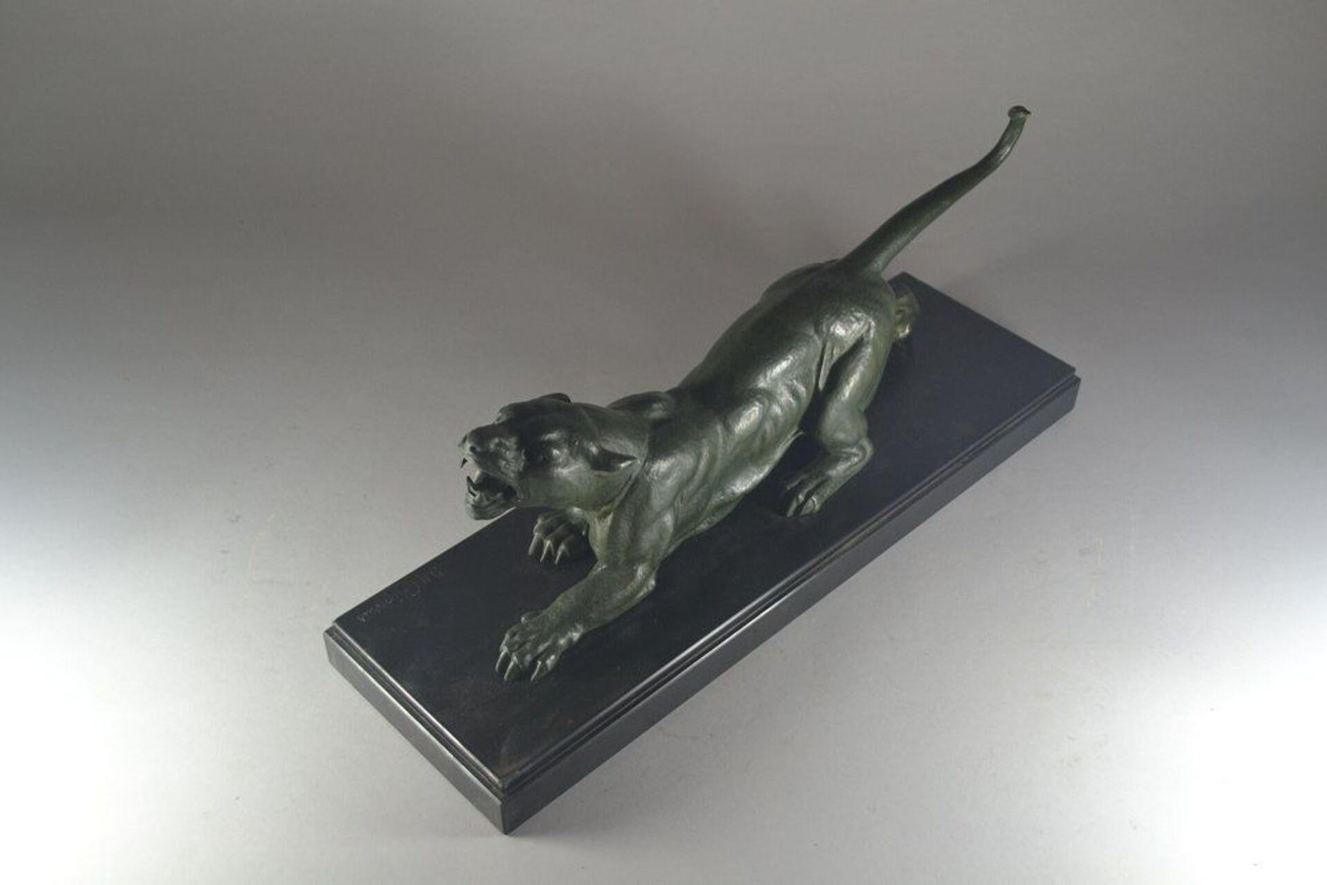 Dh Chiparus Signed Art Deco Panther on Marble Base 2