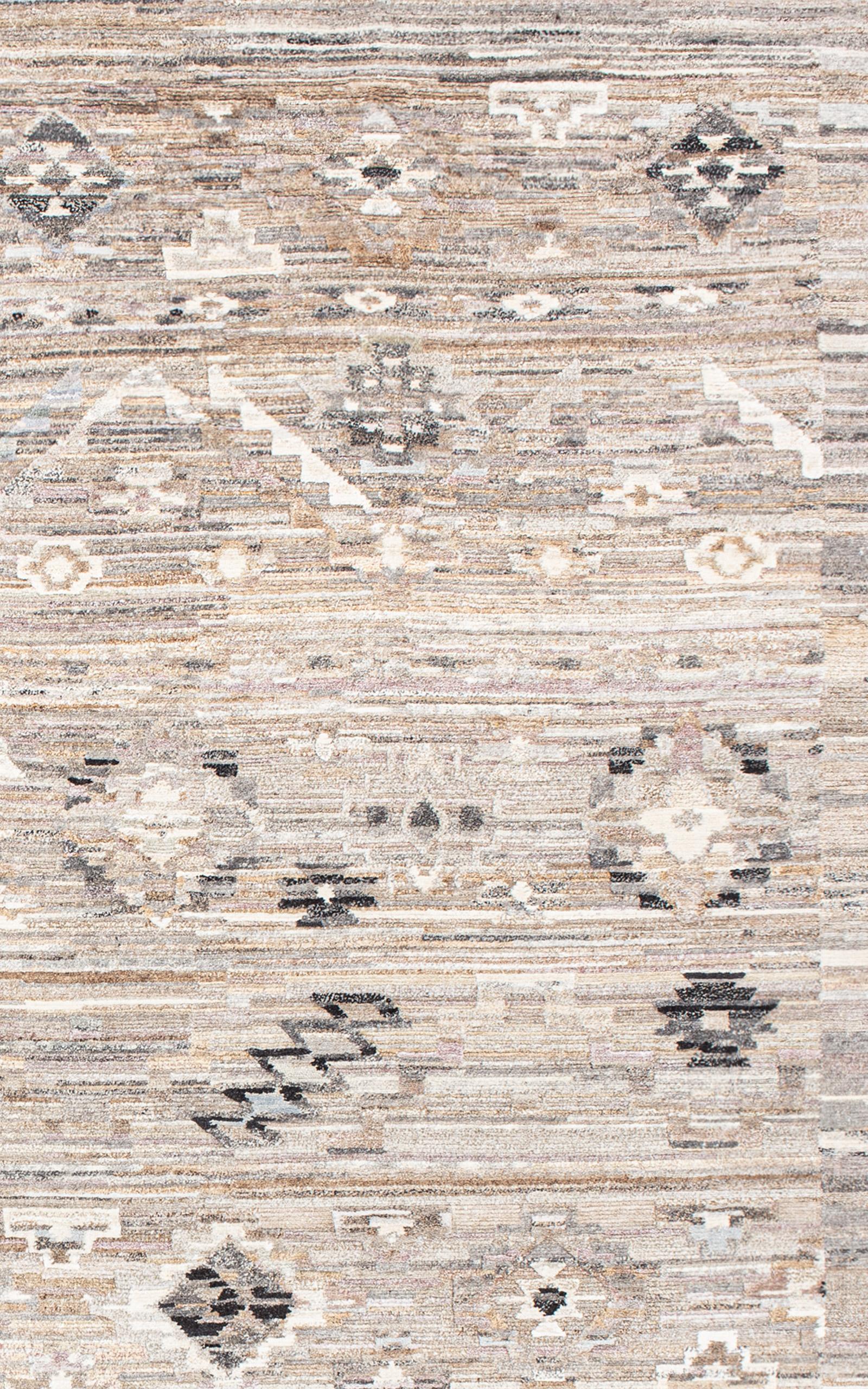 Hand-Knotted Dhaka Wool and Silk Pangdan Style Rug (one of a kind) For Sale