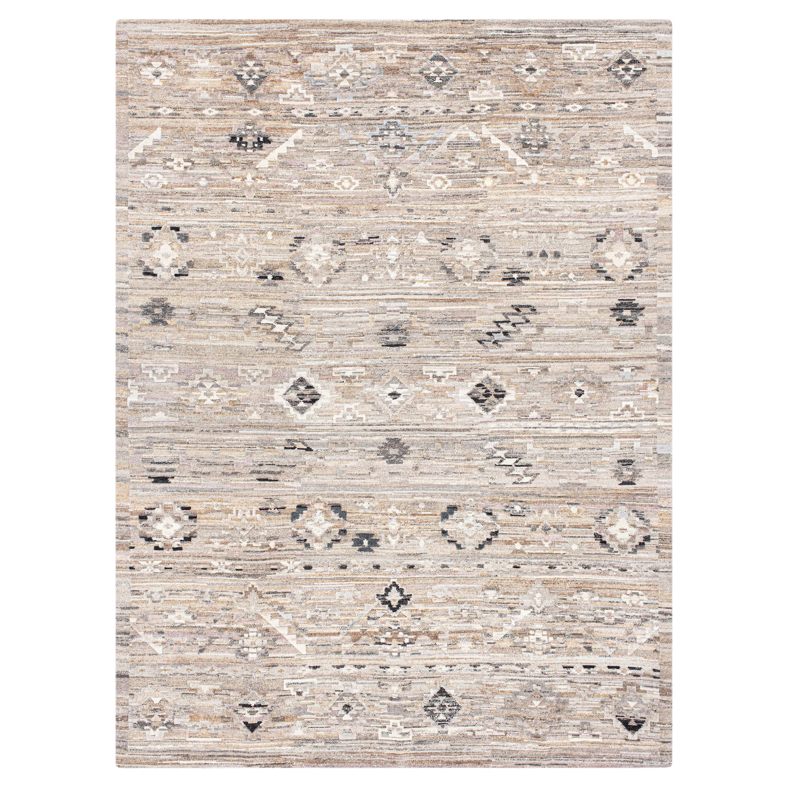 Dhaka Wool and Silk Pangdan Style Rug (one of a kind) For Sale