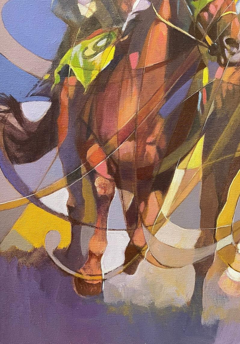 Les trois chevaux - Marron Animal Painting par Dhamin Jassim
