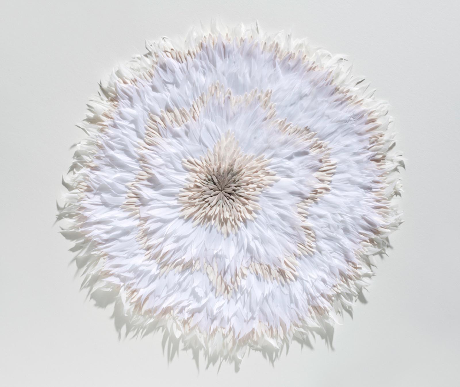 Cultiveren IV - Abstract floral circle composition beige white nature inspired - Mixed Media Art by Dharma Strasser MacColl