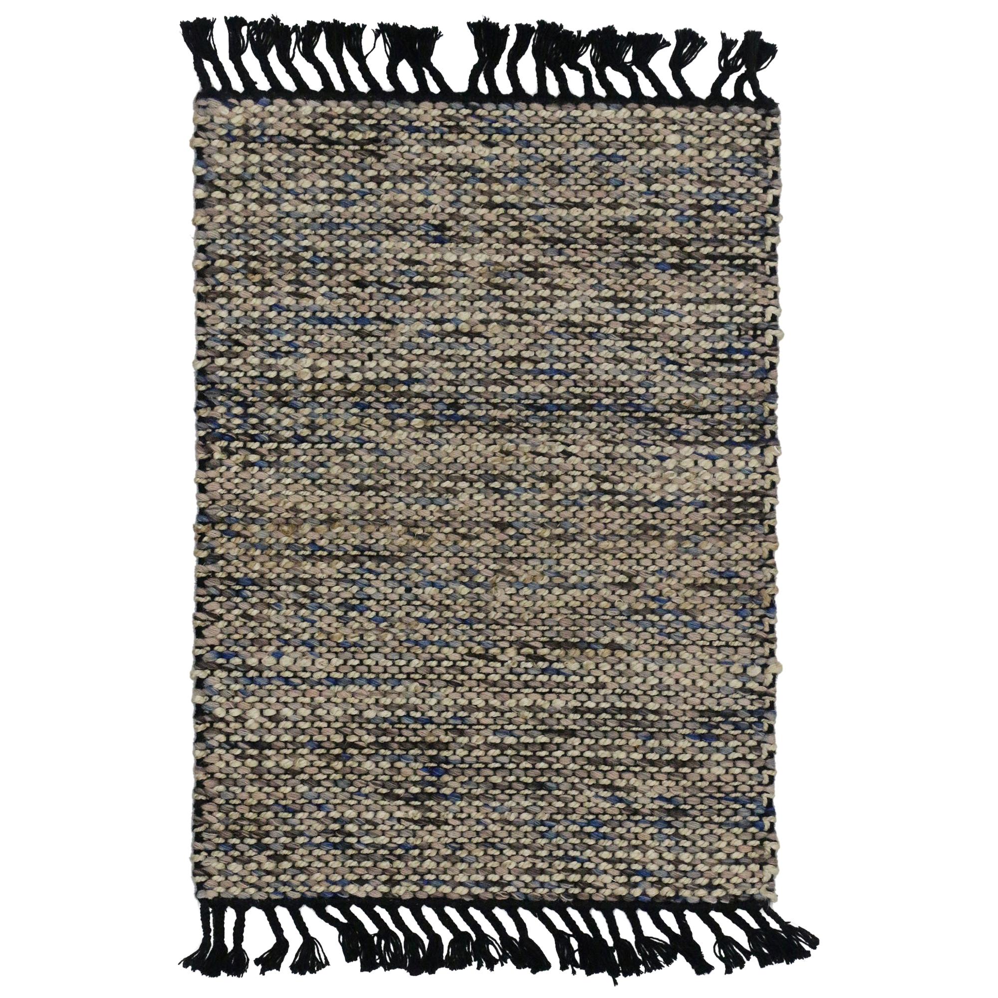 Dhurrie Flachgewebter Kelim-Teppich mit modernem Lake House-Stil, maßgefertigter Teppich im Angebot