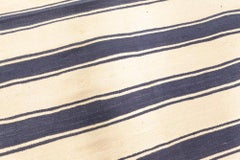 Dhurrie Mid-Century Striped With Navy Blue Flatweave Cotton Rug